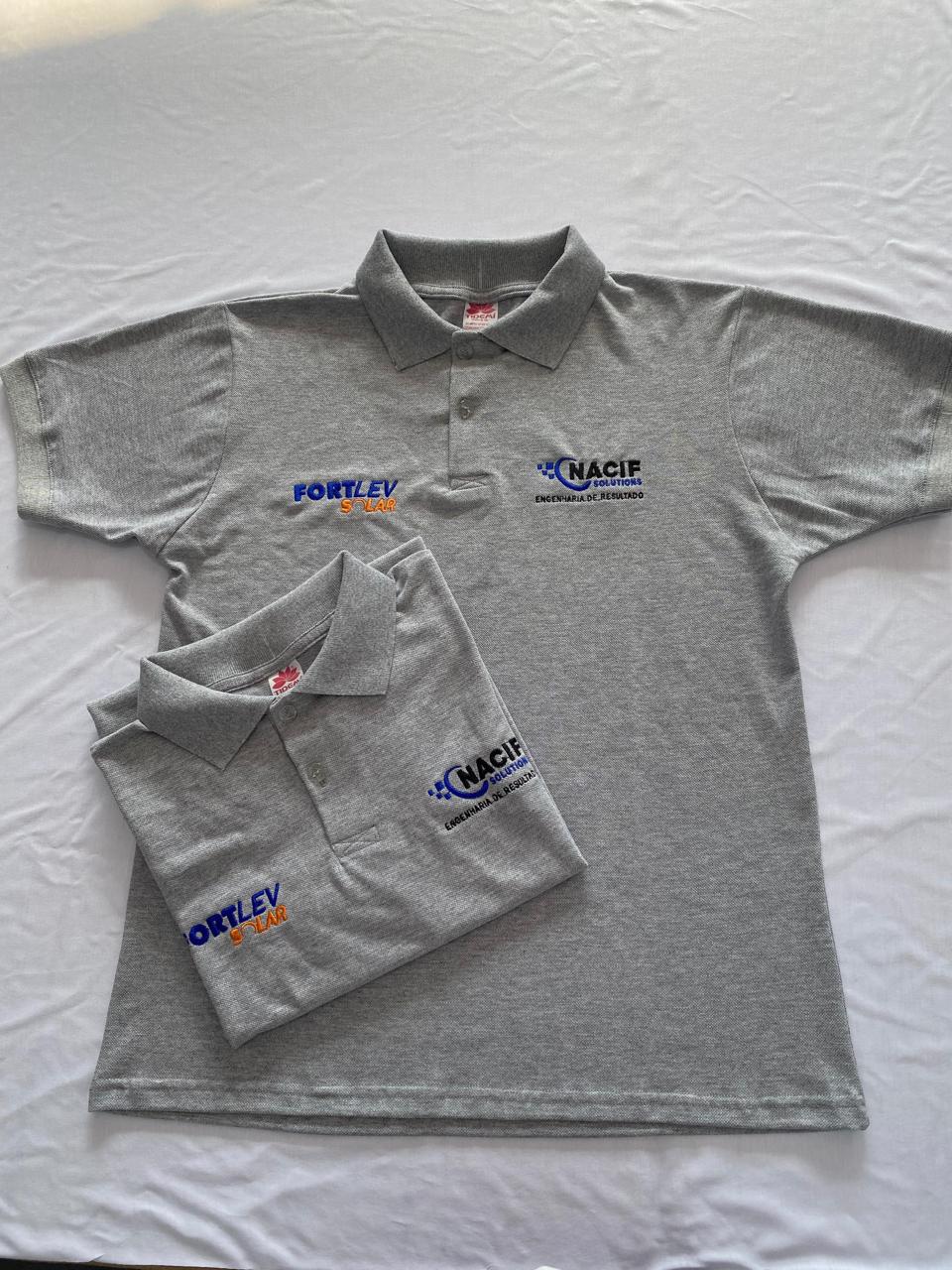 Camisas polo premium bordadas Nacif e Fortlev Solar